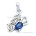 925 Sterling Silver Jewelry Micro Pave Setting Flower Butterfly Sapphire Penant